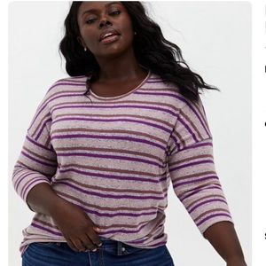 3/4 sleeve purple striped sweater torrid size 5